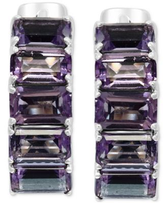 EFFY® Amethyst Small Hoop Earrings (3-1/3 ct. t.w.) in Sterling Silver, 0.57"