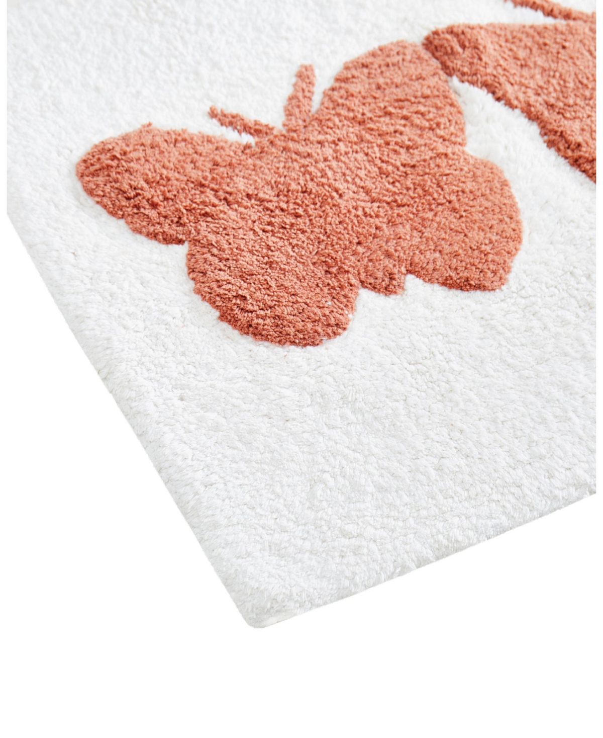 Jessica Simpson Butterfly Trio Cotton Bath Rug, - Coral