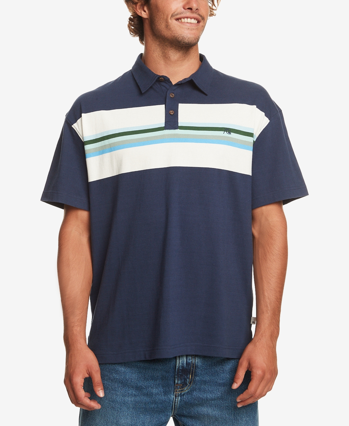 Quiksilver Men's Alloy Days Short Sleeve Polo Shirt In Alloy Days Naval Academy