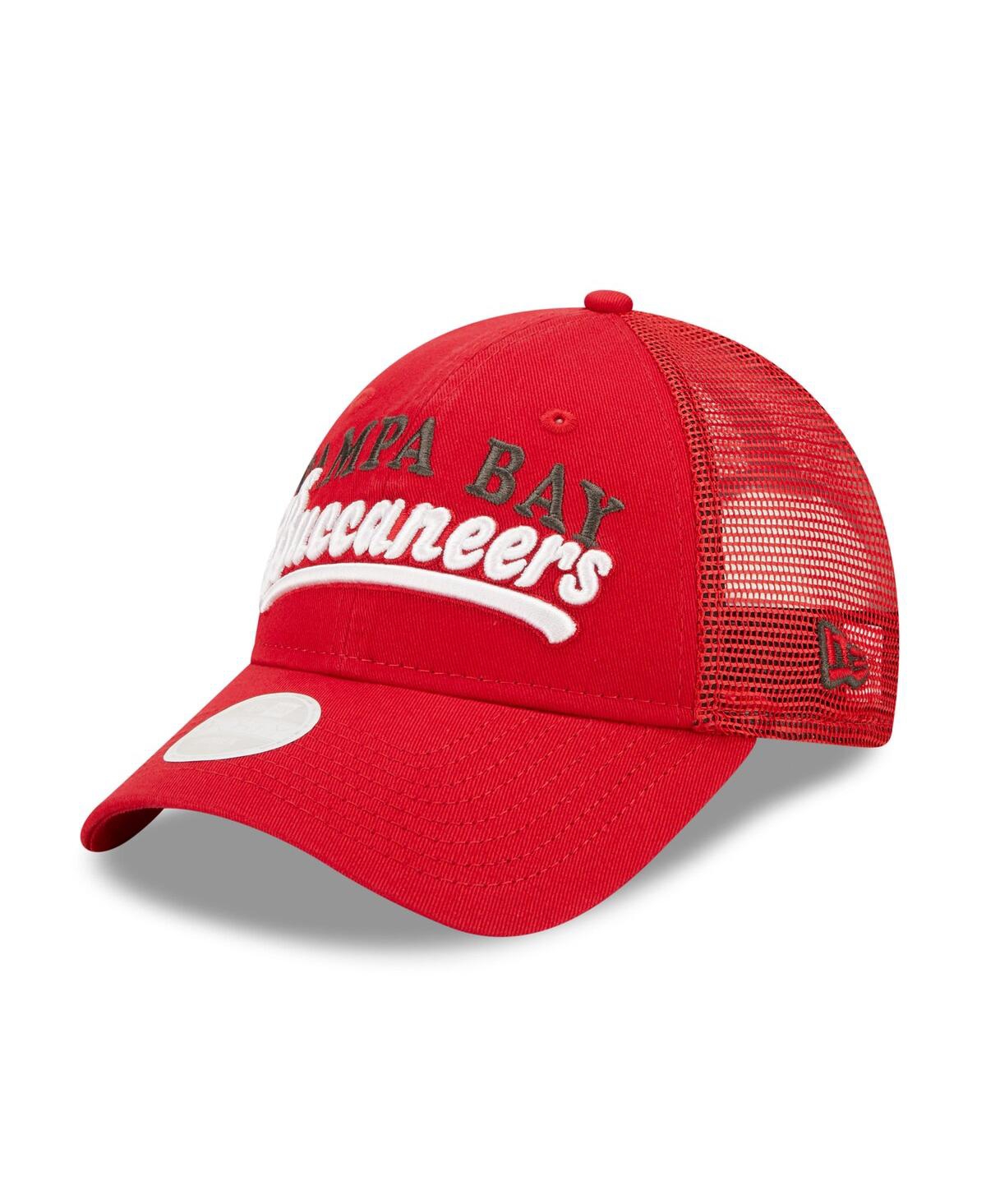 Shop New Era Women's  Red Tampa Bay Buccaneers Team Trucker 9forty Snapback Hat