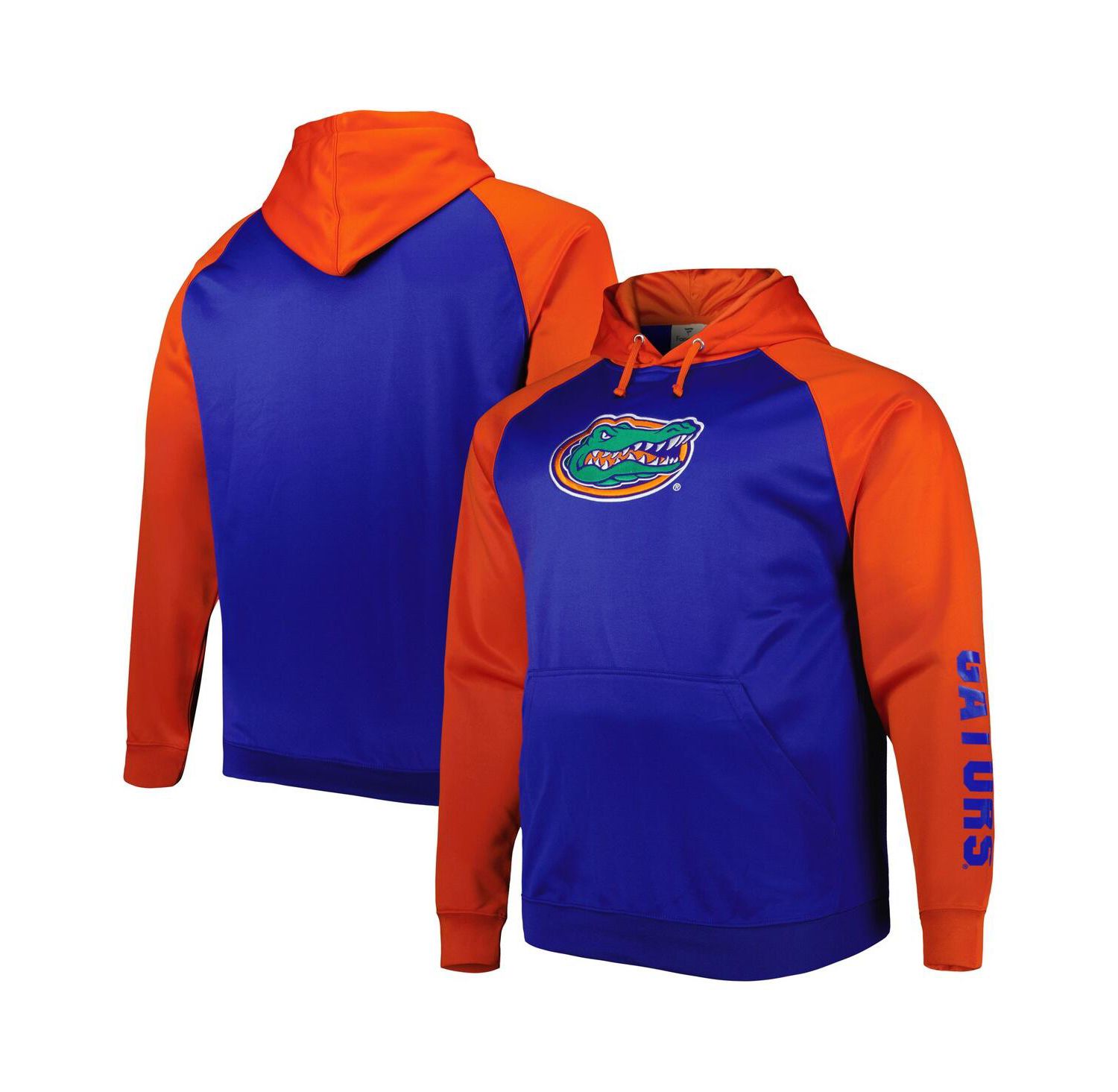 Men's Royal Florida Gators Big and Tall Raglan Fleece Pullover Hoodie