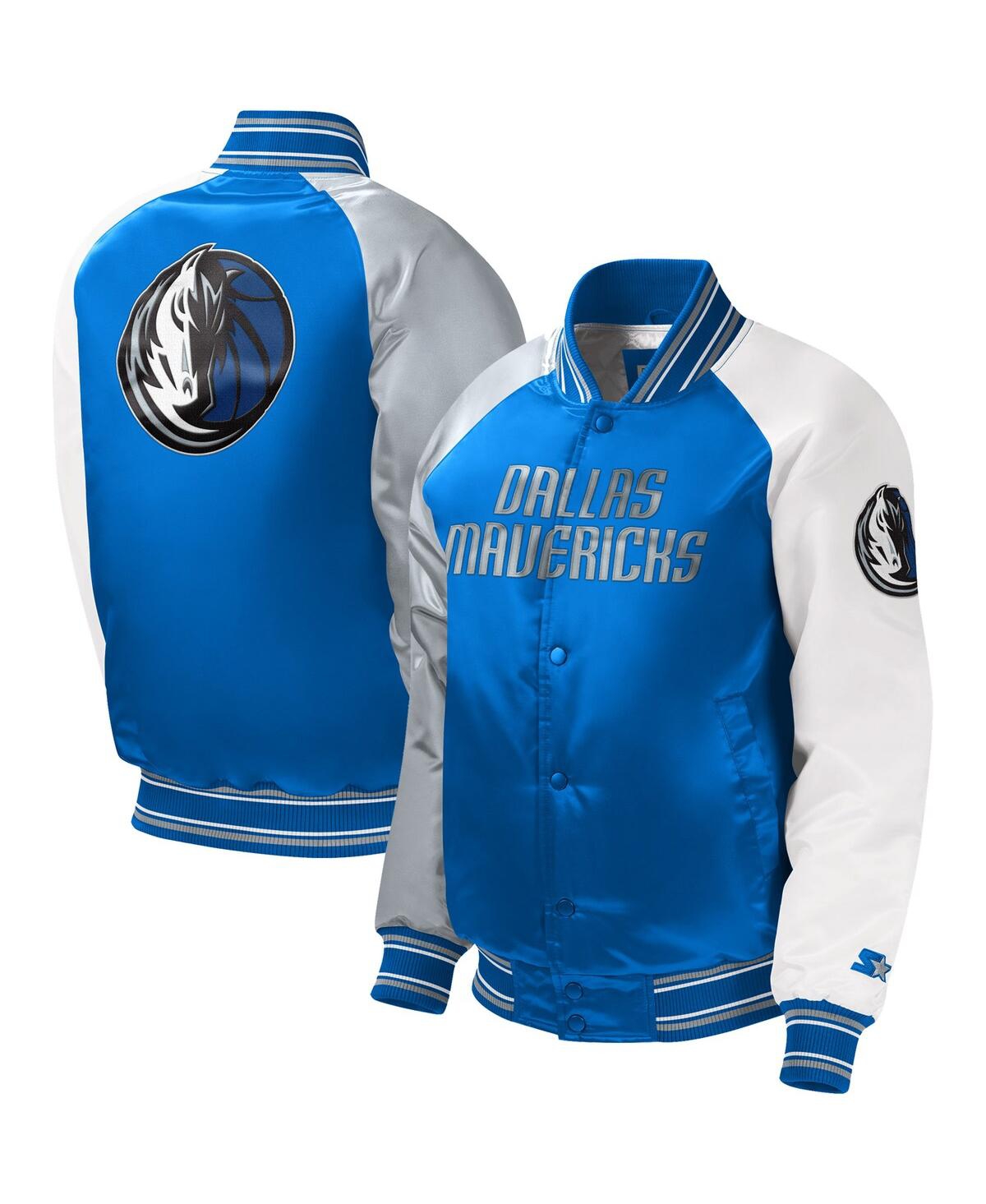 Shop Starter Big Boys  Royal Dallas Mavericks Raglan Full-snap Varsity Jacket