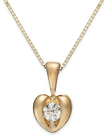 Sirena® Diamond Heart Pendant Necklace in 14k Yellow or White Gold (1/10 ct. t.w.)
