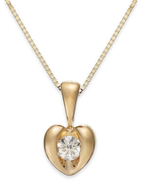 image of Sirena Diamond Heart Pendant Necklace in 14k Yellow or White Gold (1/10 ct. t.w.)