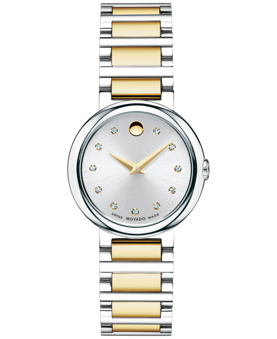 Movado Womens Swiss Concerto Diamond Accent Two Tone Stainless Steel