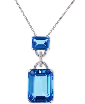 image of Effy Blue Topaz (16-3/4 ct. t.w.) and Diamond Accent Pendant Necklace in 14k White Gold