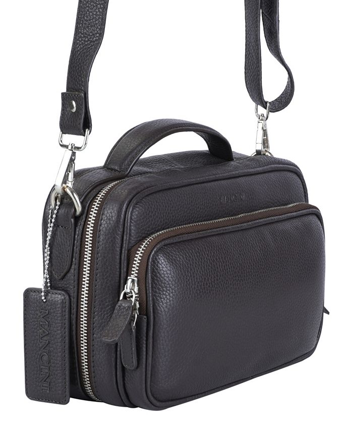 Mancini Pebbled Collection Julianna Leather Crossbody Satchel Bag - Macy's