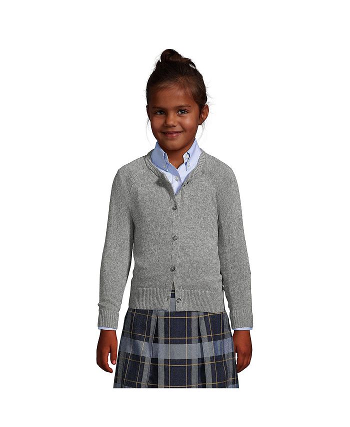 Lands' End Child School Uniform Girls Cotton Modal Cardigan Sweater