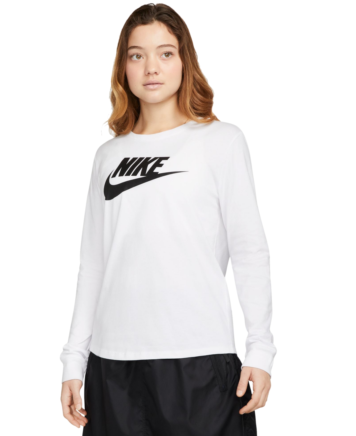 Shop Nike Women's Sportswear Essentials Long-sleeve Logo T-shirt In White