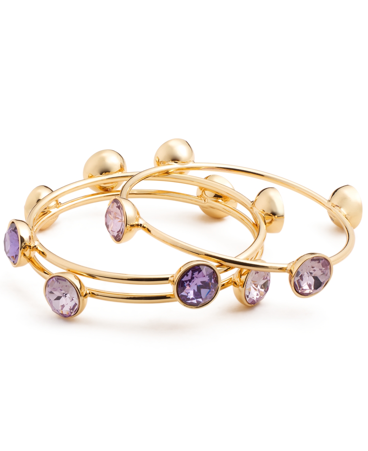 Inc International Concepts Gold-tone Crystal Bangle Bracelets, Set Of 3, Created For Macy's In Purple