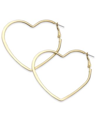 Thalia Sodi - Silver-Tone Flat Heart Hoop Earrings