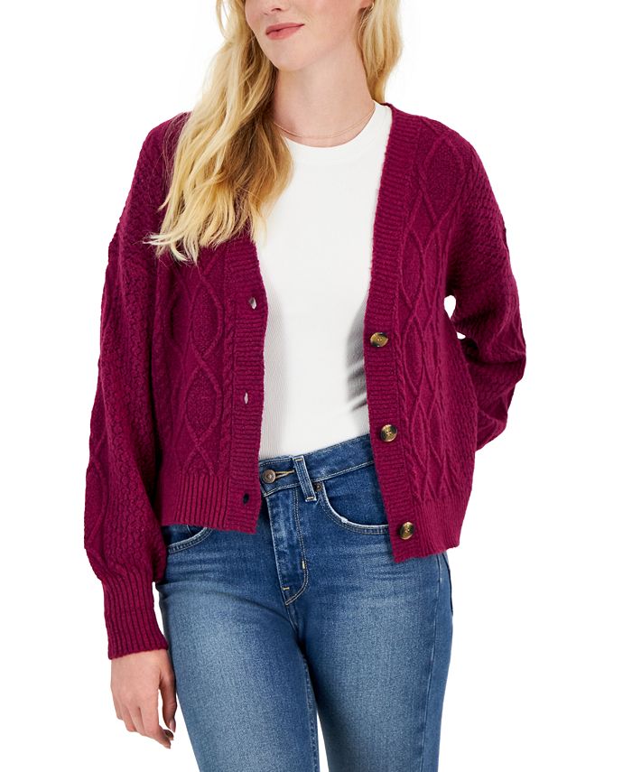 Cable-Knit Sweater Macy\'s - Hippie Cardigan Rose Juniors\'