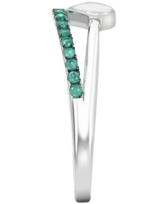 Emerald & Polished Heart Split Shank Ring (3/8 ct. t.w.) in Sterling Silver (Also in Ruby)