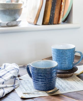 Studio Blue Ridged Mugs, Set of 2