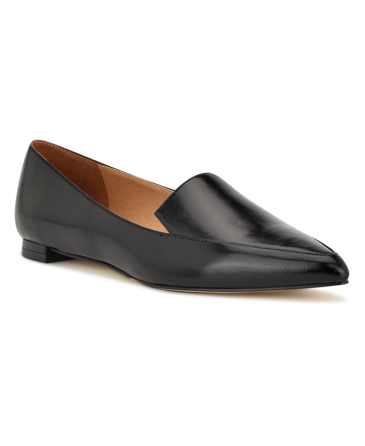 Shop Nine West Women's Abay Pointed Toe Slip-on Smoking Flats In Black Patent