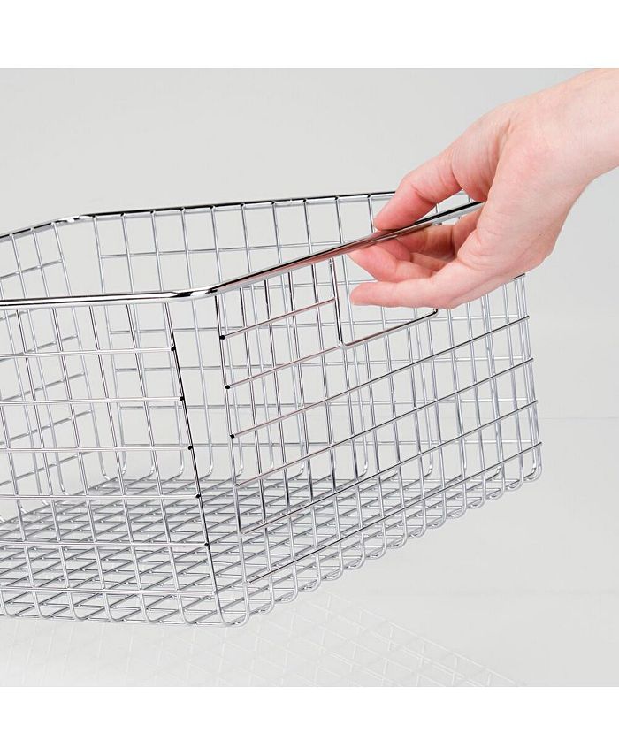 mDesign Steel Food Storage Bin Organizer Basket w/ Handle 4 Pack