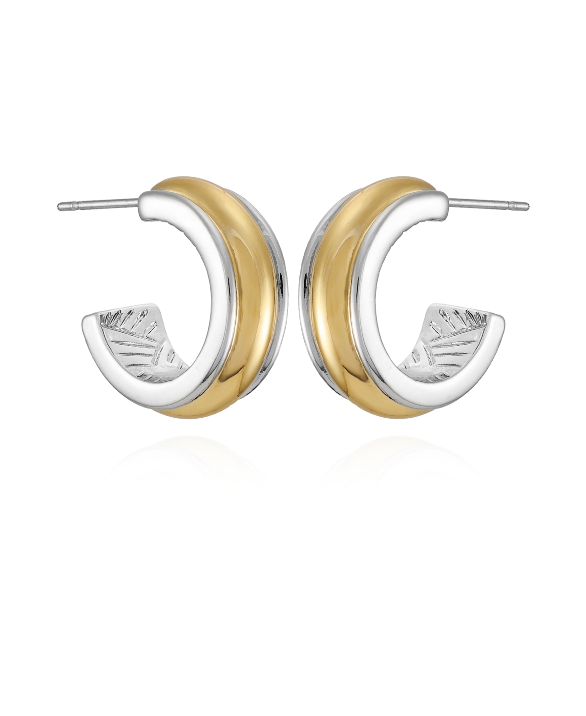 T Tahari Two-tone Open Hoop Earrings In Gold