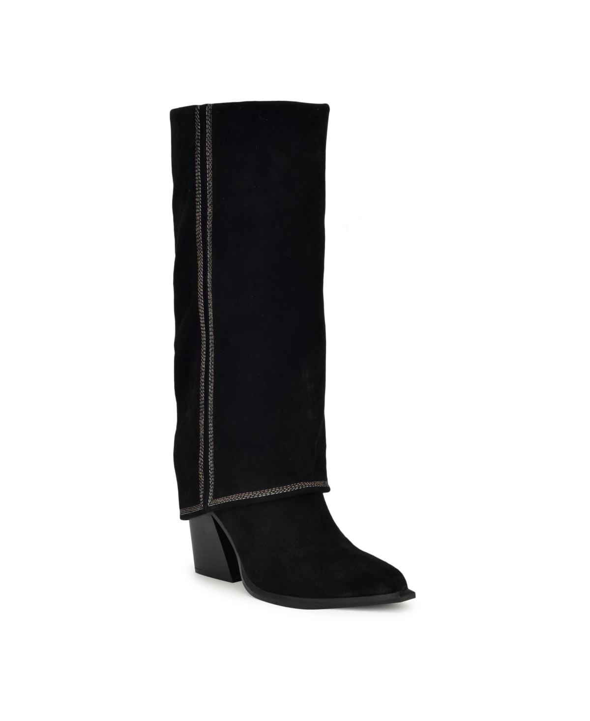 Nine West Women's Rimepy Fold Over Cuff Dress Boots In Black Suede