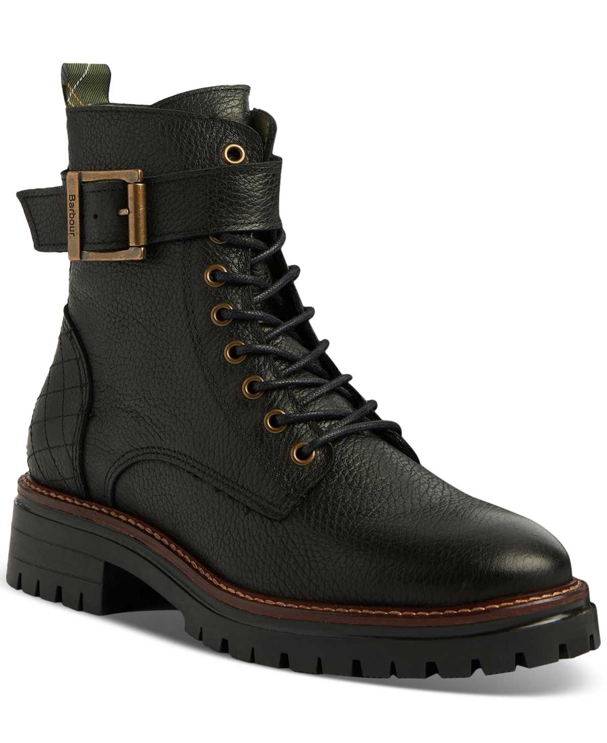 BARBOUR WOMEN'S HEIDI LACE-UP BUCKLED COMBAT BOOTS