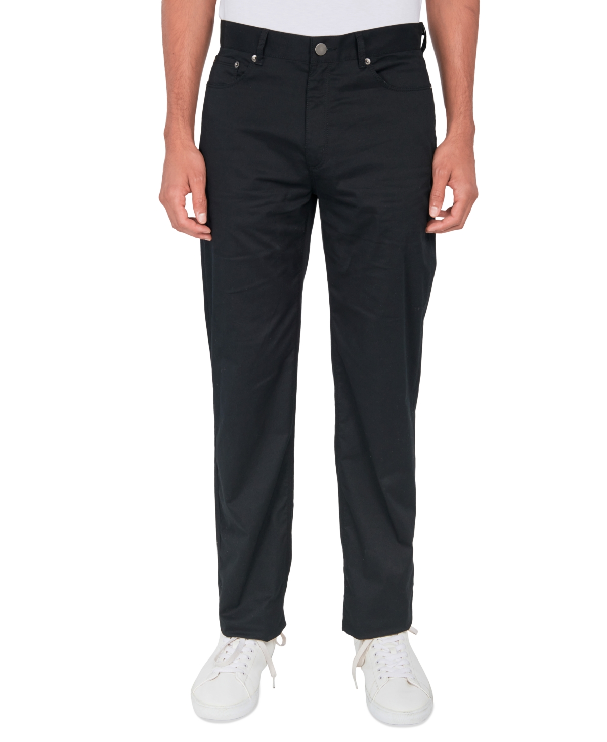 Men's Regular Fit Solid 5 Pocket Pants - Black