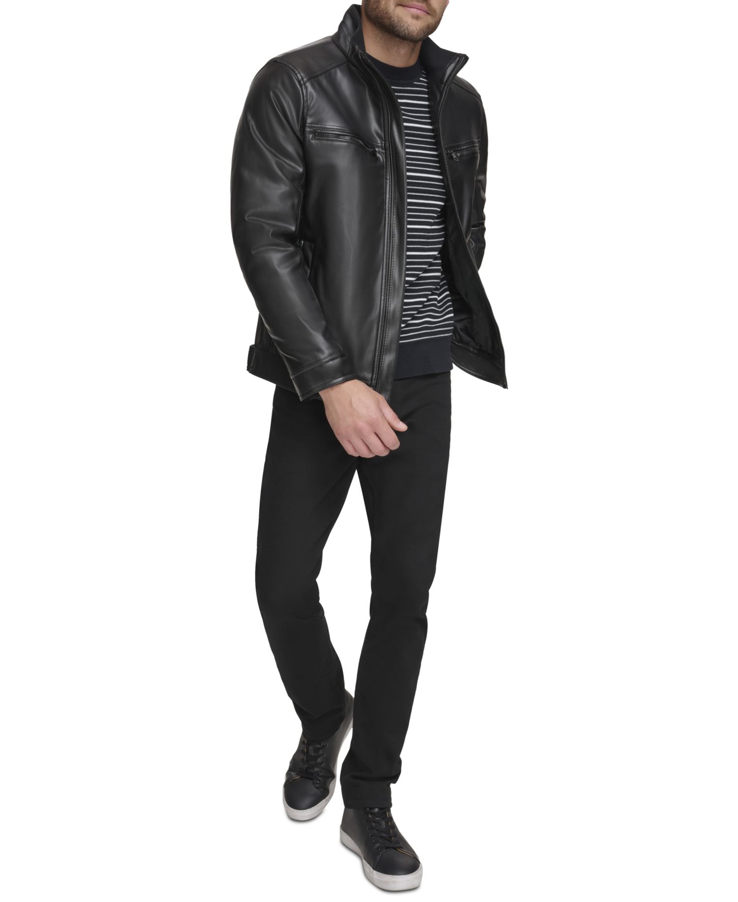 Men's Faux Leather Moto Jacket
