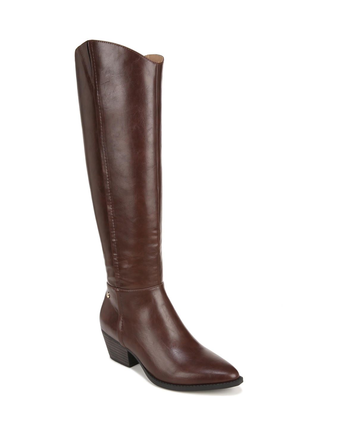 Reese Wide Calf Knee High Boots - Chestnut Faux Leather