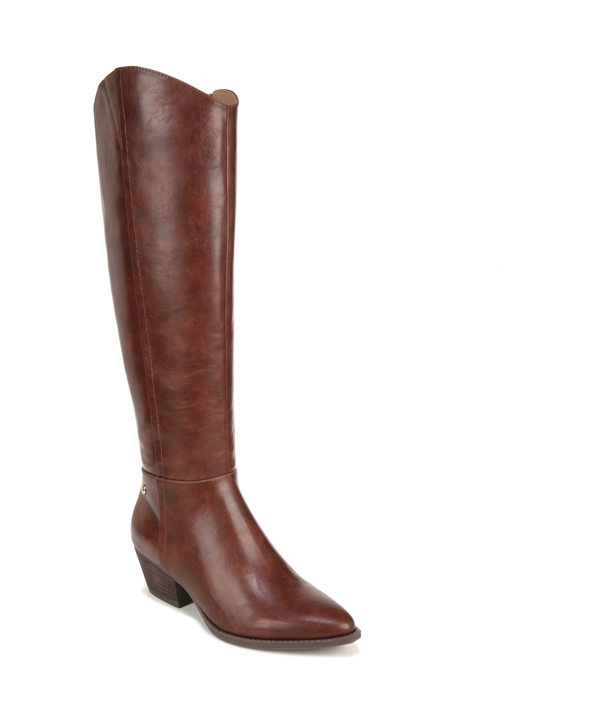Reese Wide Calf Knee High Boots - Chestnut Faux Leather