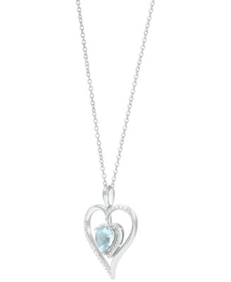 Birthstone Gemstone & Diamond Accent Heart 18" Pendant Necklace in 14k Gold-Plated Sterling Silver 