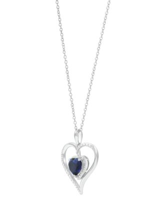 Birthstone Gemstone & Diamond Accent Heart 18" Pendant Necklace in 14k Gold-Plated Sterling Silver 