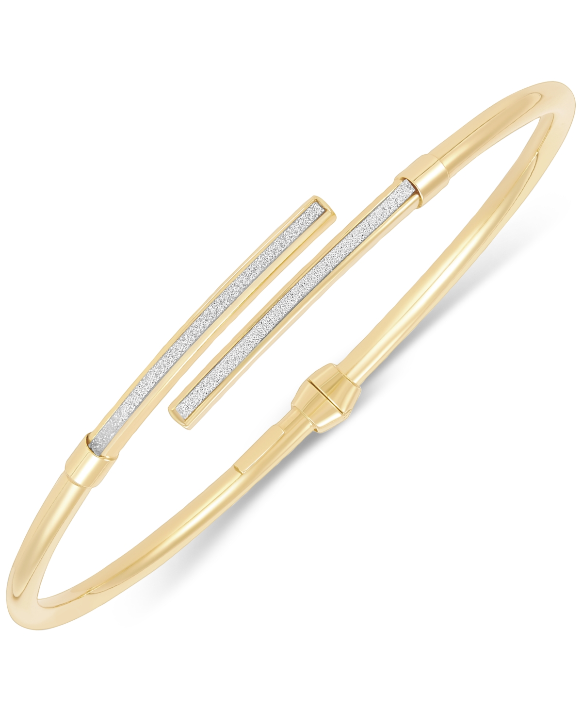 Glitter Polished Bypass Bangle Bracelet in 10k Gold - Gold