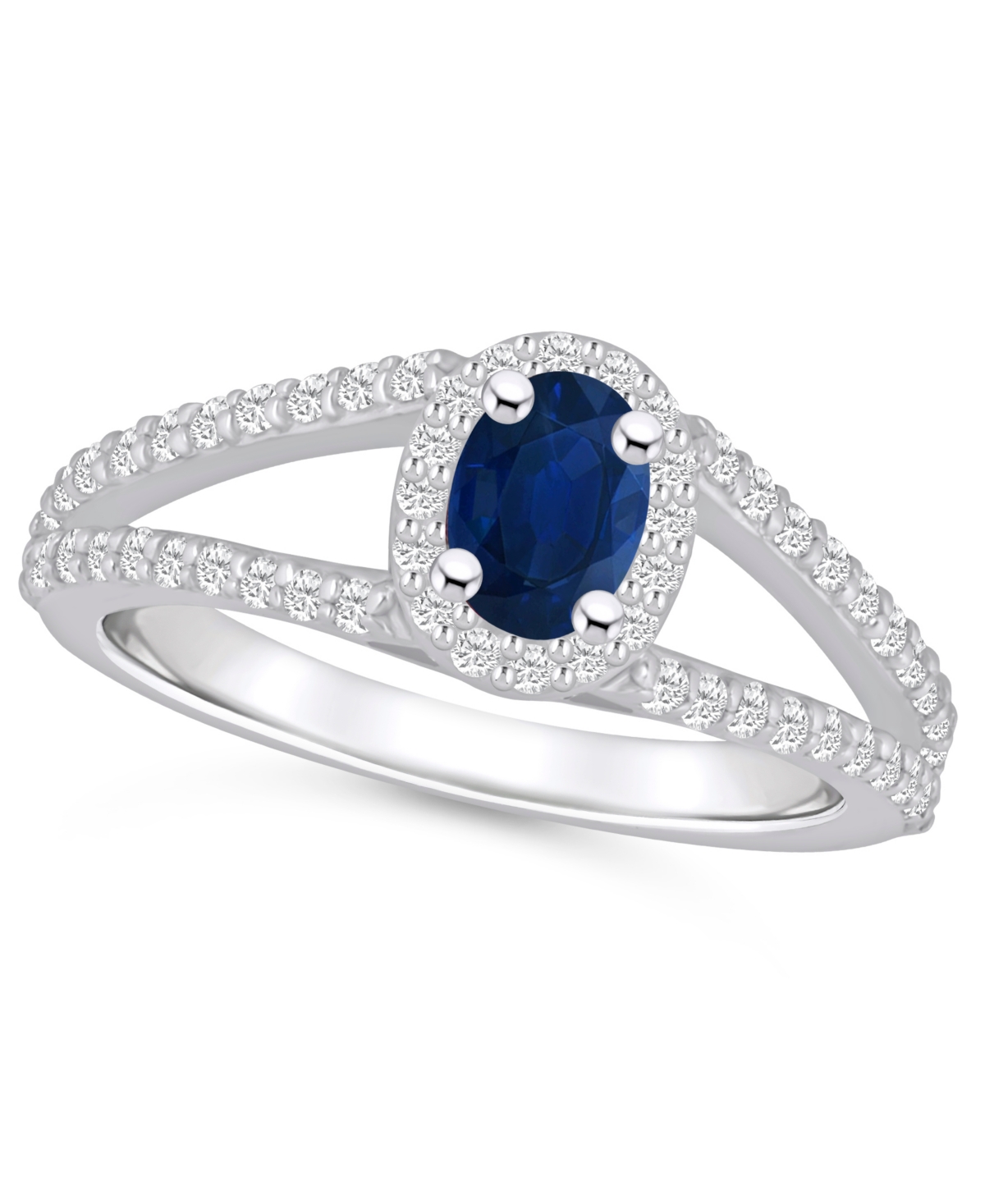 Macy's Sapphire (5/8 Ct. t.w.) and Diamond (1/2 Ct. t.w.) Halo Ring