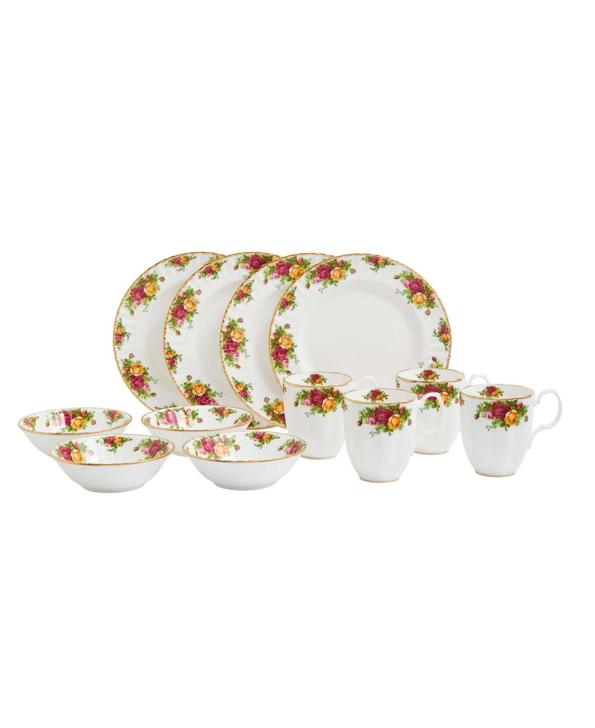 Royal Albert Old Country Roses Breakfast 12 Pieces Set, Service For 4 In Multi