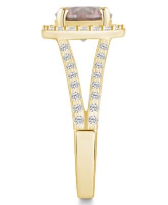 Morganite (1-7/8 ct. t.w.) and Diamond (1/2 ct. t.w.) Halo Ring in 14K Yellow Gold