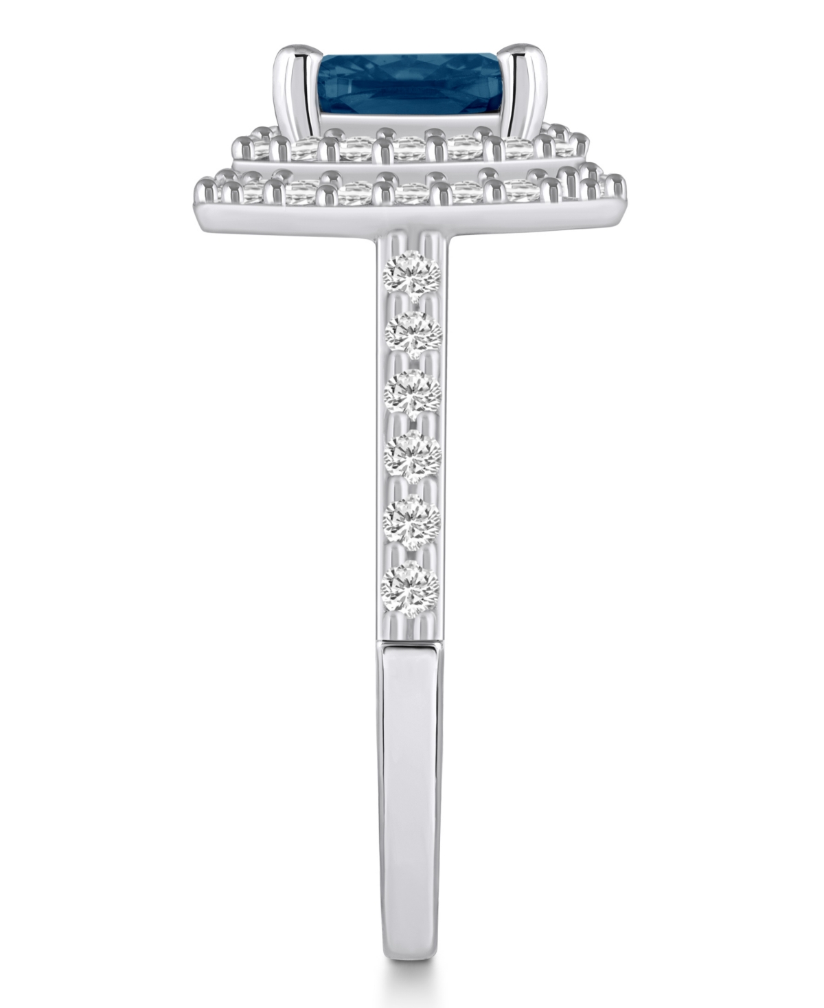 Macy'sand Diamond Accent Halo Ring in 14K White Gold - London Blue Topaz
