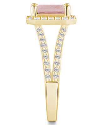 Morganite (1-3/8 ct. t.w.) and Diamond (1/2 ct. t.w.) Halo Ring in 14K Yellow Gold