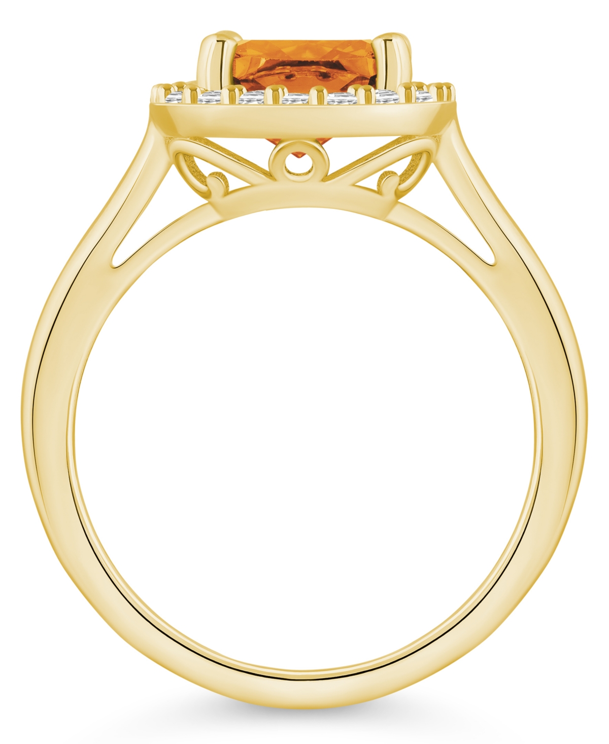 Macy's(2 ct. t.w.) and Diamond (1/4 ct. t.w.) Halo Ring in 14K Yellow Gold - Citrine