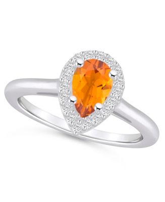 Macy's Citrine (7/8 ct. t.w.) and Diamond (1/5 ct. t.w.) Halo Ring in ...