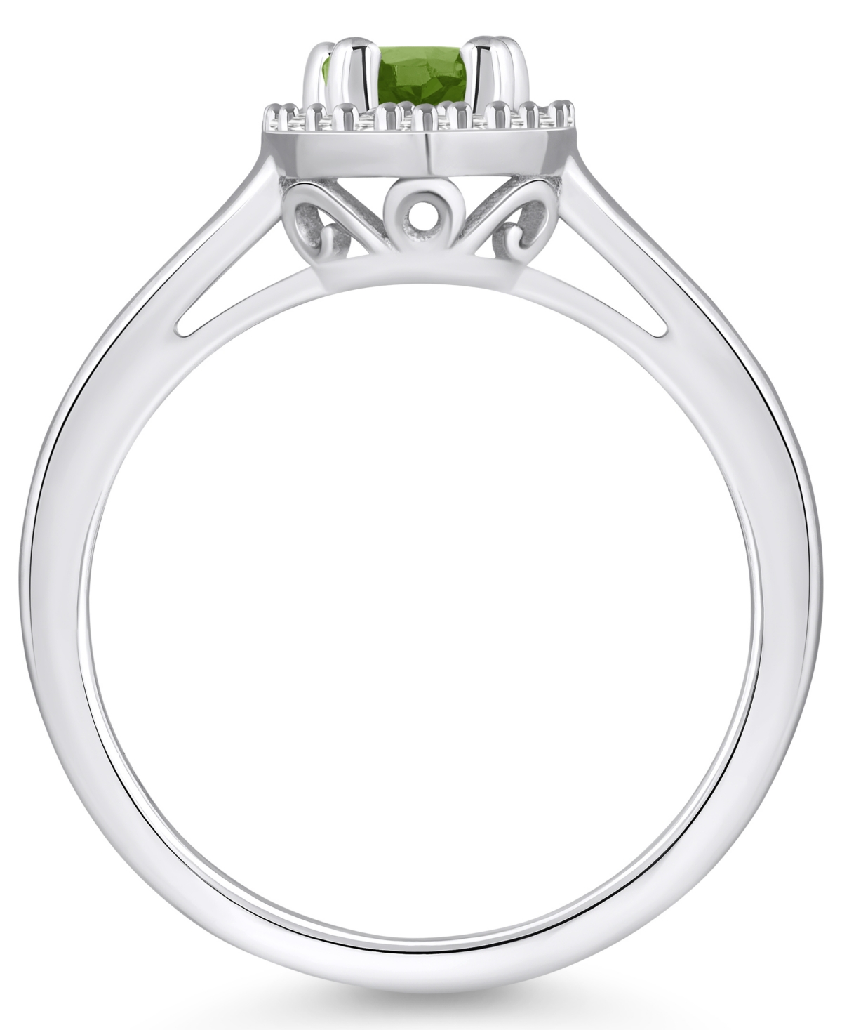 Macy's(1 ct. t.w.) and Diamond (1/5 ct. t.w.) Halo Ring in 14K White Gold - Peridot