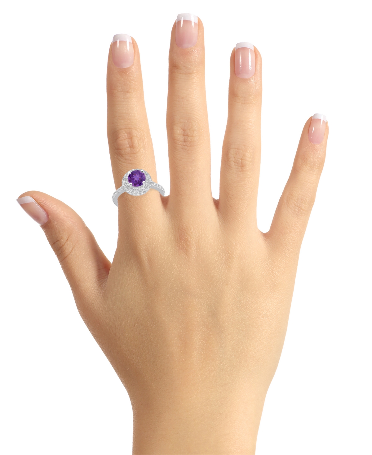 Macy'sand Diamond Accent Halo Ring in 14K White Gold - Amethyst