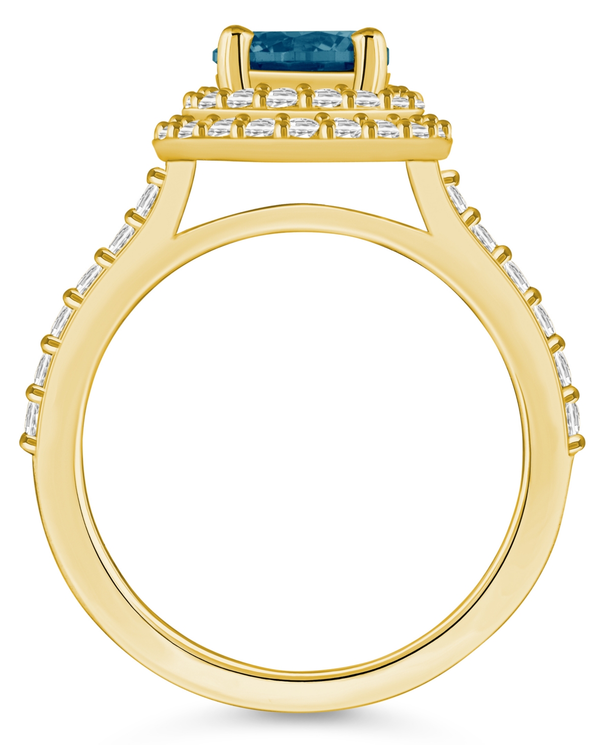 Macy'sand Diamond Accent Halo Ring in 14K Yellow Gold - London Blue Topaz