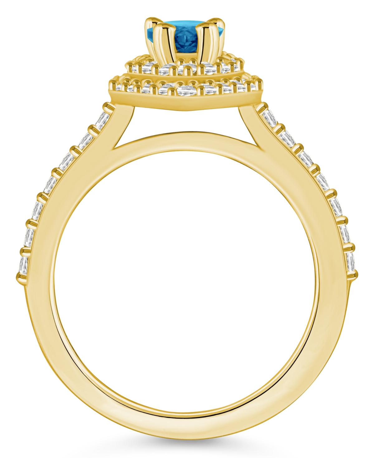 Macy'sand Diamond Accent Halo Ring in 14K Yellow Gold - Blue Topaz