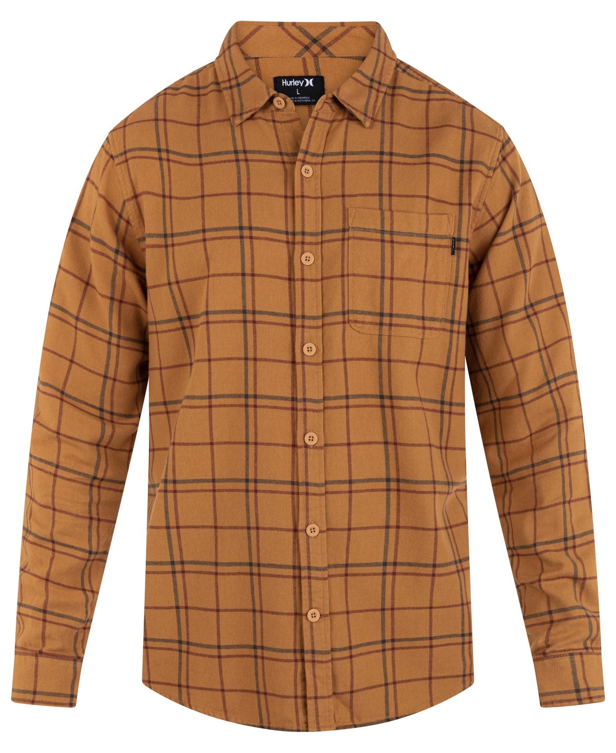 Hurley Men's Portland Flannel Long Sleeve Shirt In Earthstone