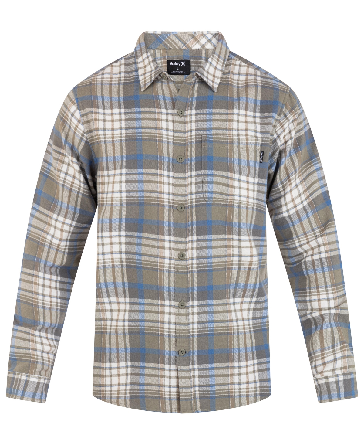 Hurley Men's Portland Flannel Long Sleeve Shirt In Army