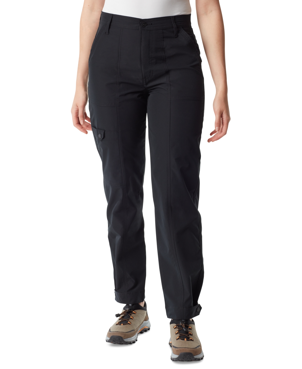 Women's High-Rise Tapered Snap Pants - Black