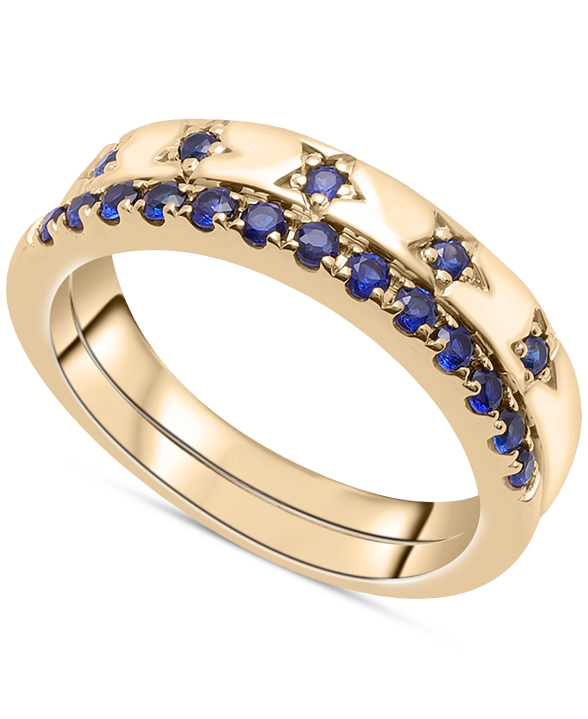 Macy's 2-pc. Set Lab-grown Sapphire Stack Rings (5/8 Ct. T.w.) In 14k Gold-plated Sterling Silver