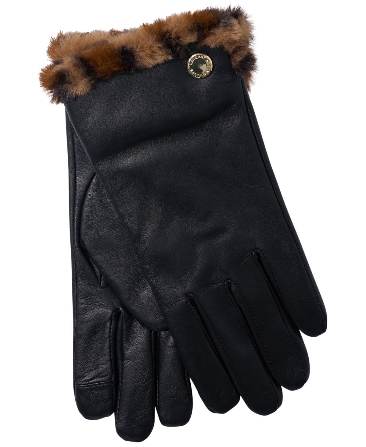 Lauren Ralph Lauren Women's Plush Lined Leather Gloves - Black