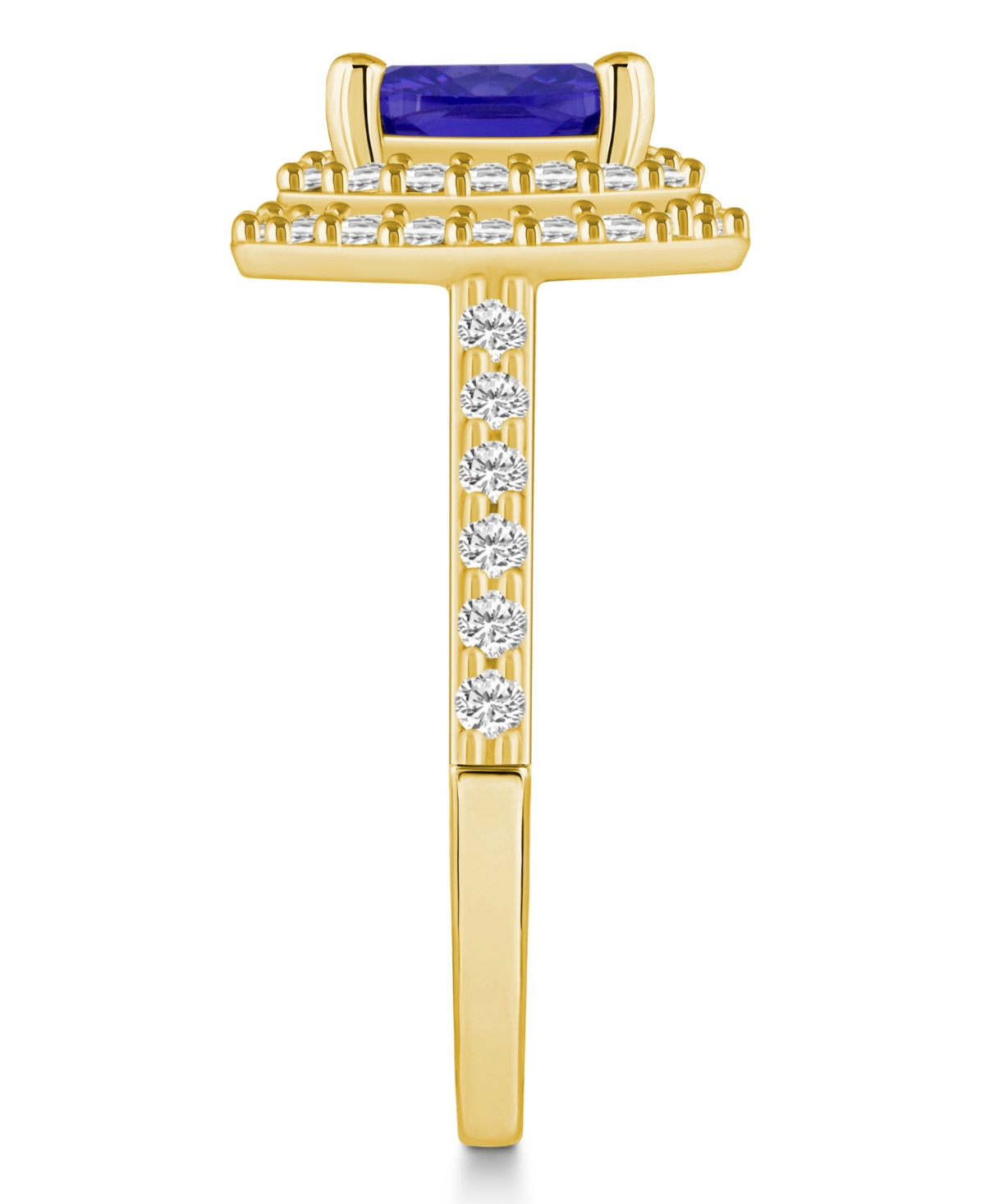 Tanzanite (2-1/3 ct. t.w.) & Diamond (5/8 ct. t.w.) Cushion Halo Statement Ring in 14k- GOLD