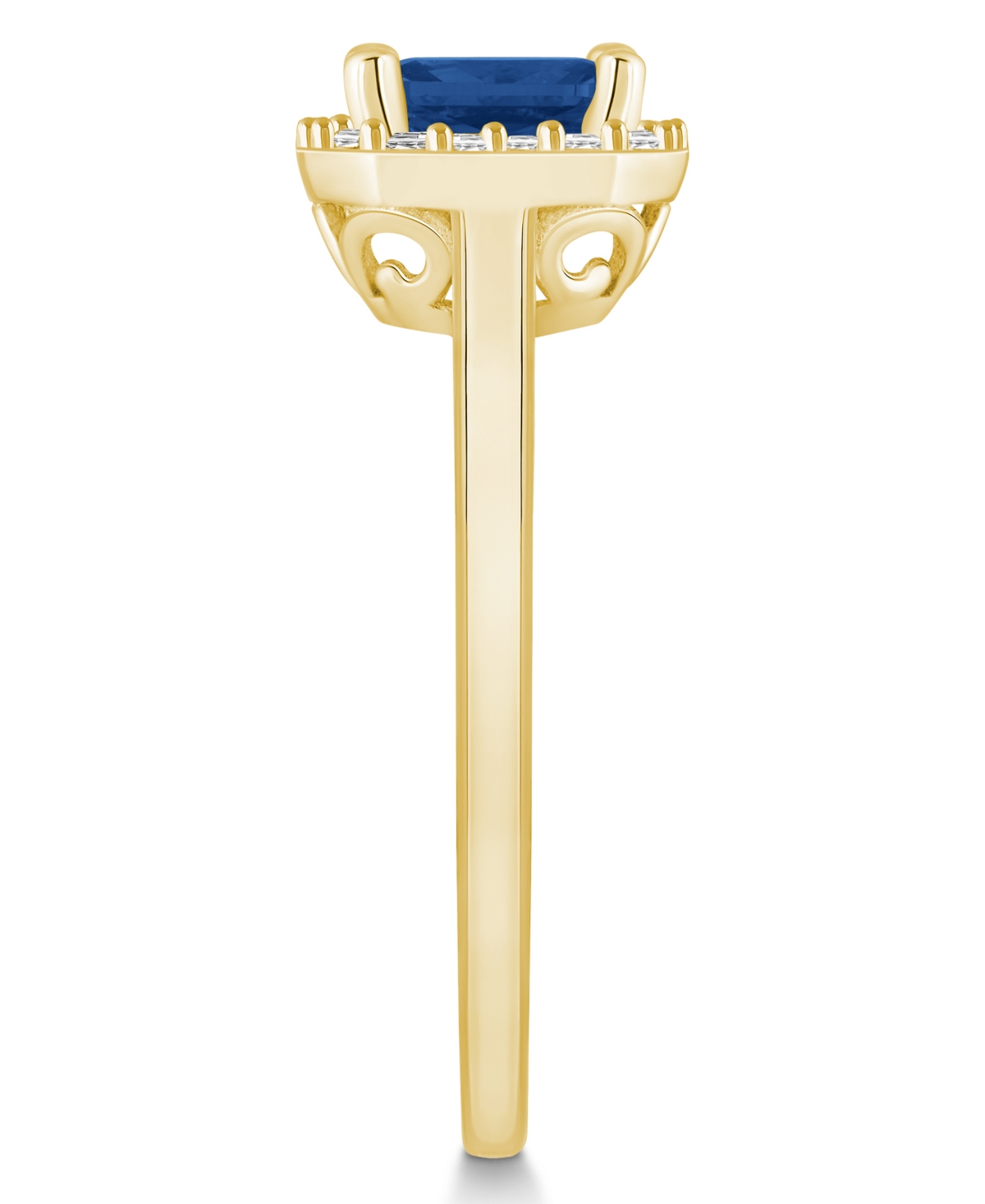 Emerald (1/2 ct. t.w.) & Diamond (1/8 ct. t.w.) Emerald-Cut Halo Ring in 14k Gold (Also in Ruby & - SAPPHIRE/GOLD