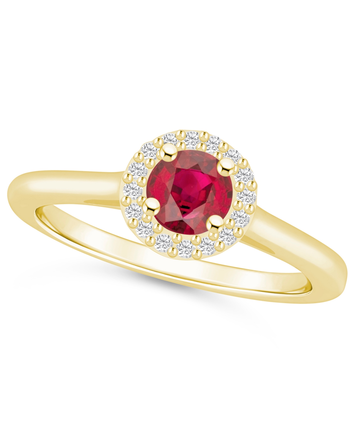 Macy's Emerald (1/2 Ct. T.w.) & Diamond (1/10 Ct. T.w.) Halo Ring In 14k Gold (also In Ruby, Sapphire, & Pi In Ruby,gold