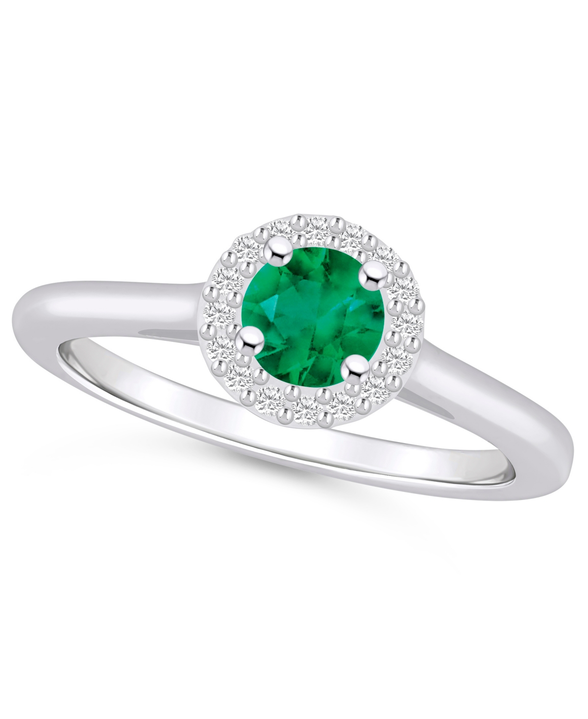 Macy's Emerald (1/2 Ct. T.w.) & Diamond (1/10 Ct. T.w.) Halo Ring In 14k Gold (also In Ruby, Sapphire, & Pi In Emerald,white Gold